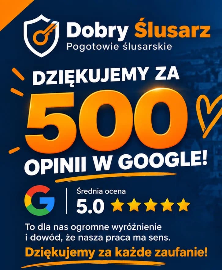 Dobry Ślusarz – 500 opinii w Google, średnia ocen 5.0