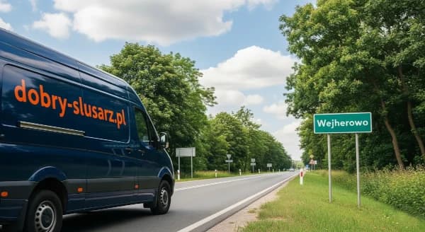 Samochód Dobry Ślusarz wjeżdża do Wejherowa